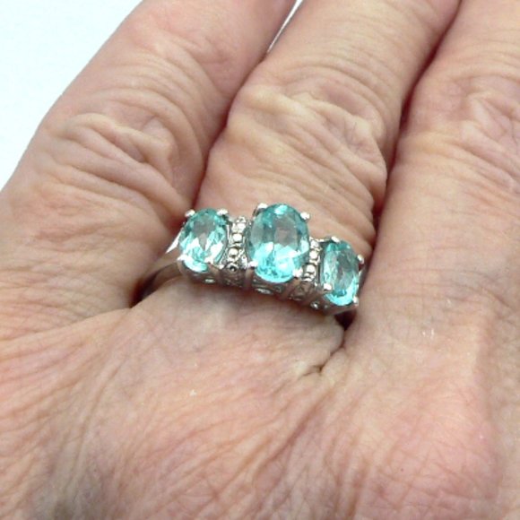 Sz 6 Genuine Madagascar Paraiba Apatite Ring NWOT - Picture 5 of 5